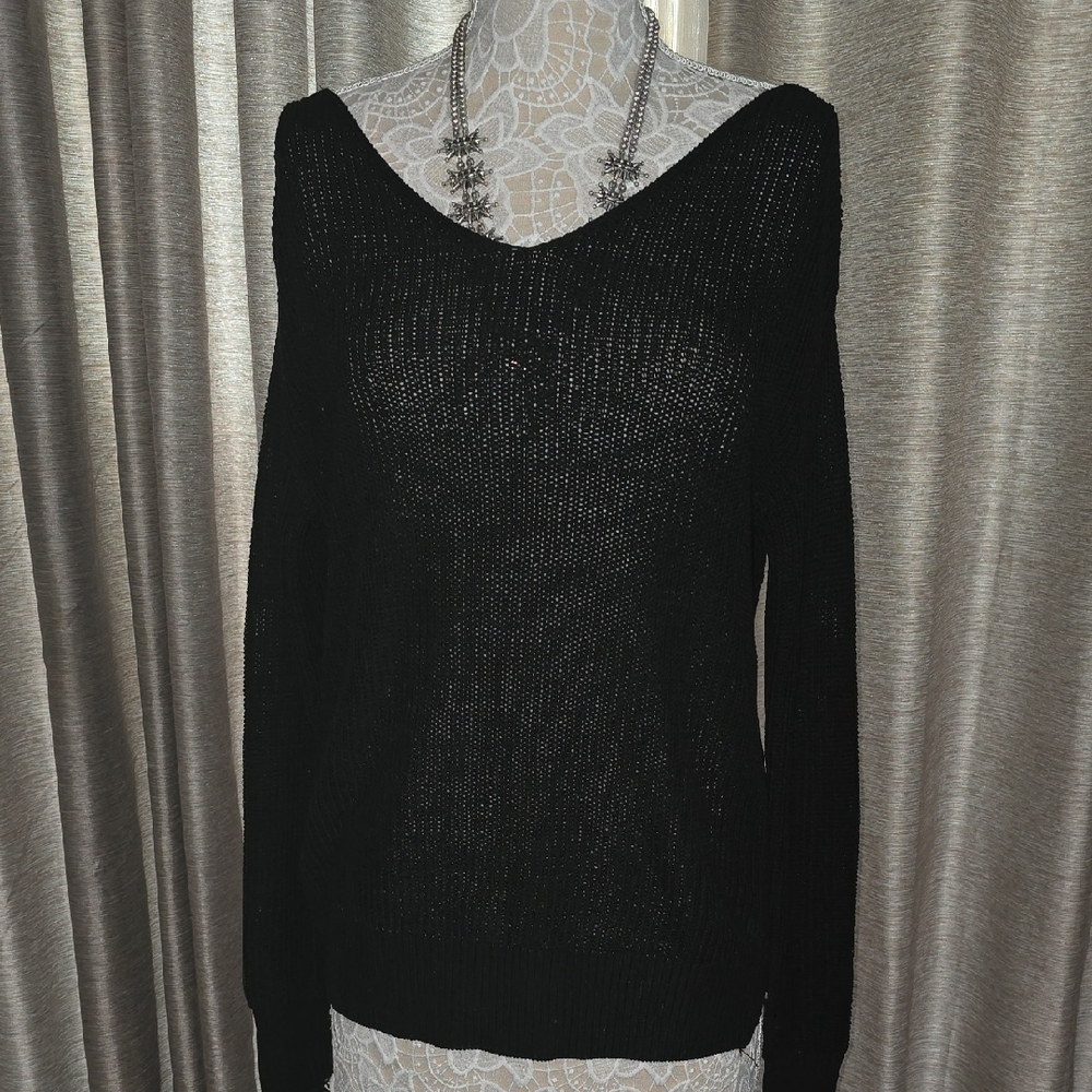 Cotton Emporium Black Off-the-Shoulder Sweater